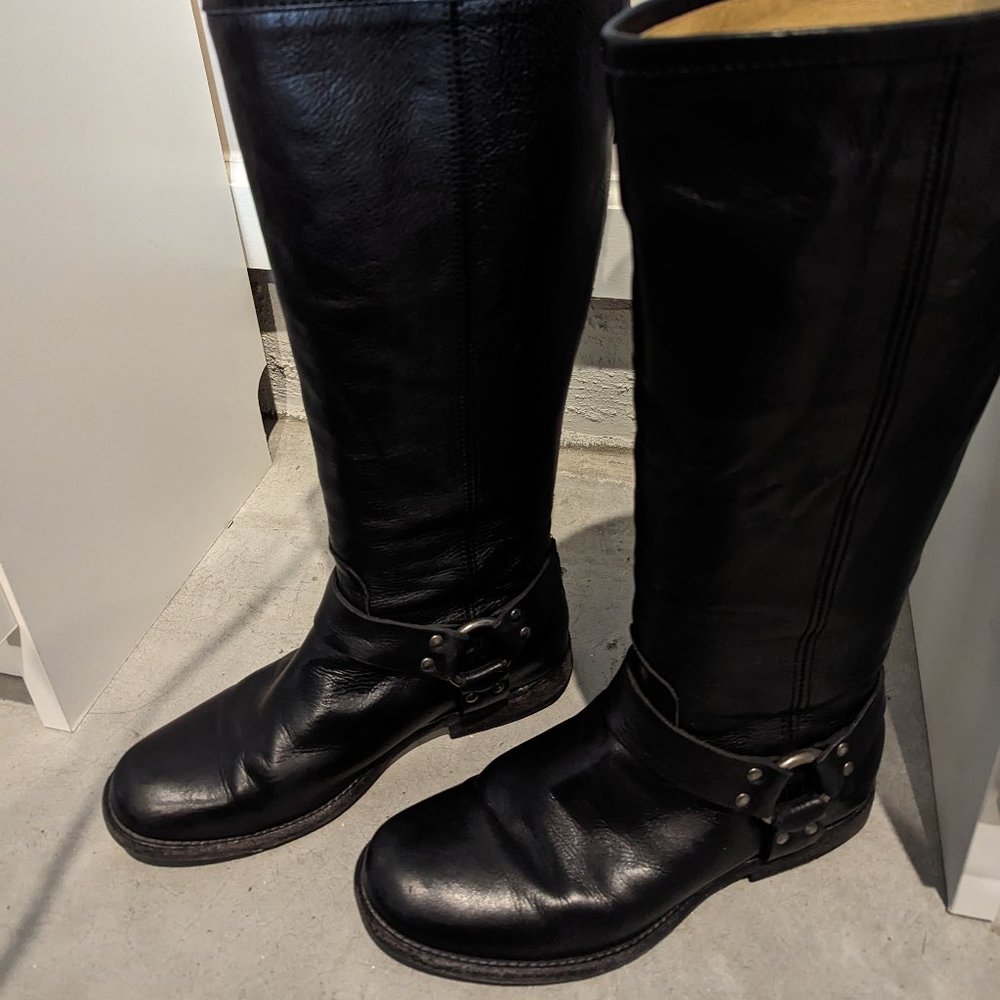 Frye 'Phillip Harness' Knee High Riding Boot | Black | Size 8B